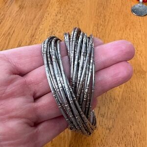 Silver Textured Bangle Bracelets. Statement Piece.